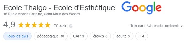 Avis Google école thalgo